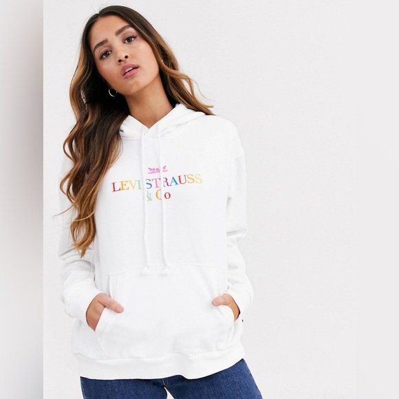 Levi's Unbasic 90's hoodie Logo Rainbow pullover Outerwear Graphic Streetwear - Picture 5 of 15